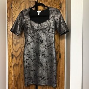 Leith Black and Silver Metallic Mini Dress